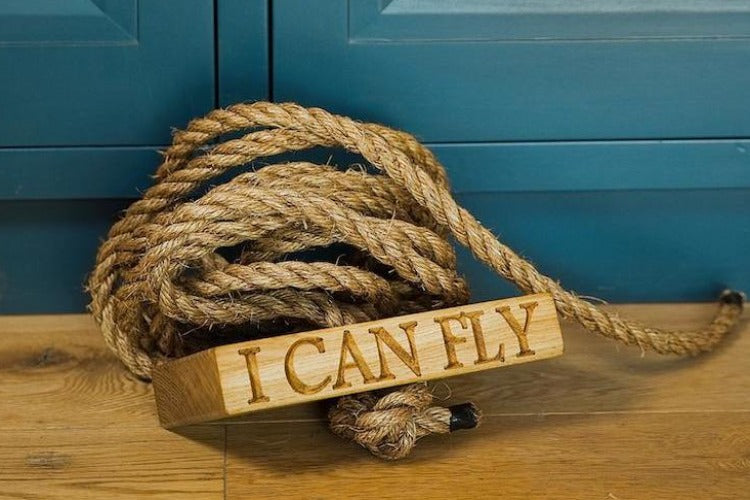 Oak Tree Swing engraved with I CAN Fly